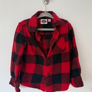 Bass Pro Shops Kids Red and Black Checkered Flannel Shirt